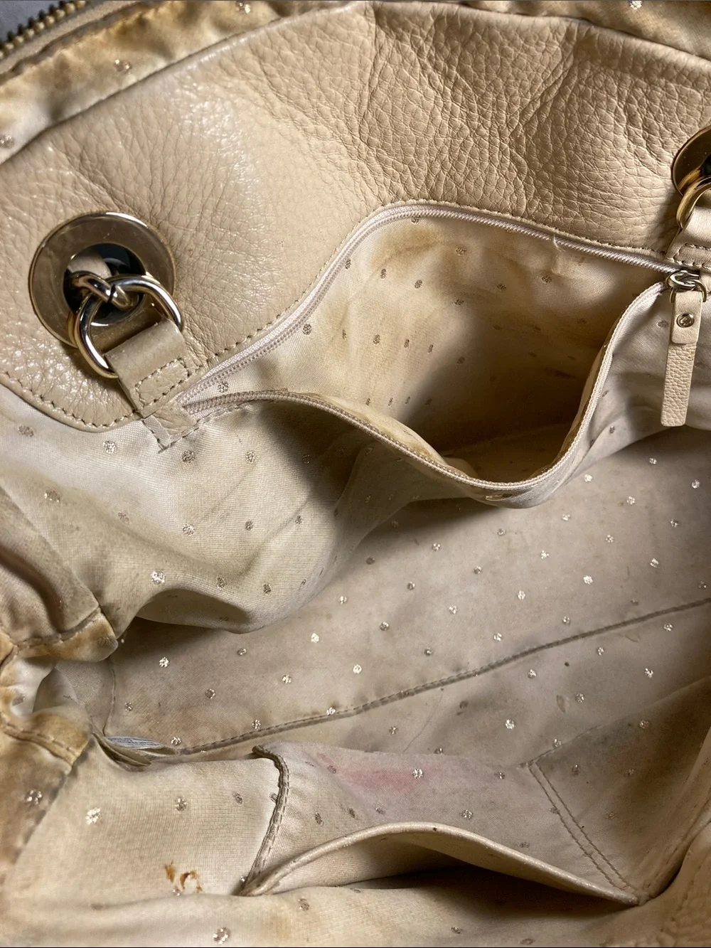 Kate Spade Georgiana Quilted Cream Leather Shoulder Bag with Chain Straps